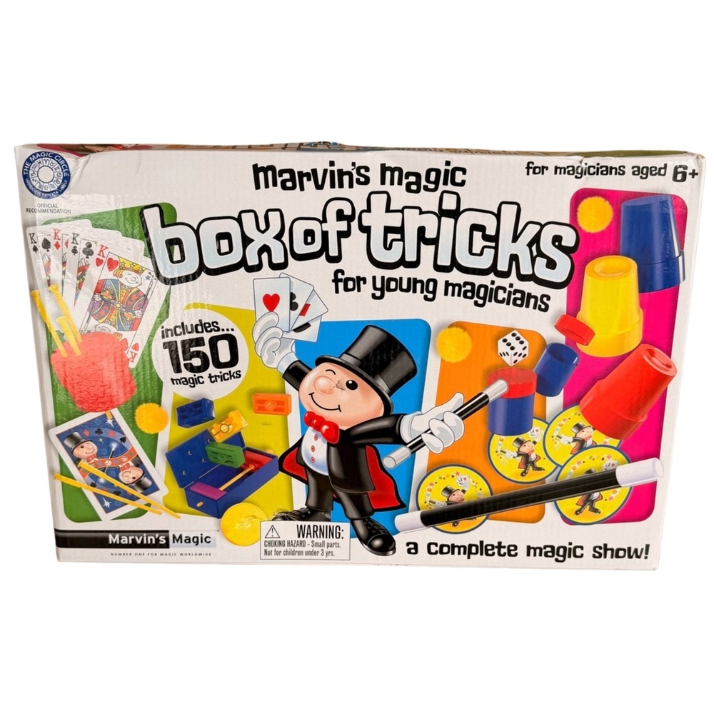 Marvin's Magic Box of Tricks Includes 150 Magic Tricks with Wand Cards Cups